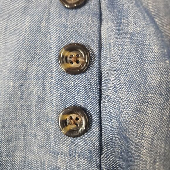 Ann Taylor Linen Blend Sailor Shorts Blue Sz 8 Side Zip Mid Rise - Picture 5 of 9